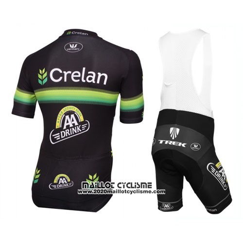 2016 Maillot Ciclismo Crelan AA Noir et Vert Manches Courtes et Cuissard